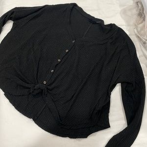UO Out From Under Waffle Knit Button Down Top